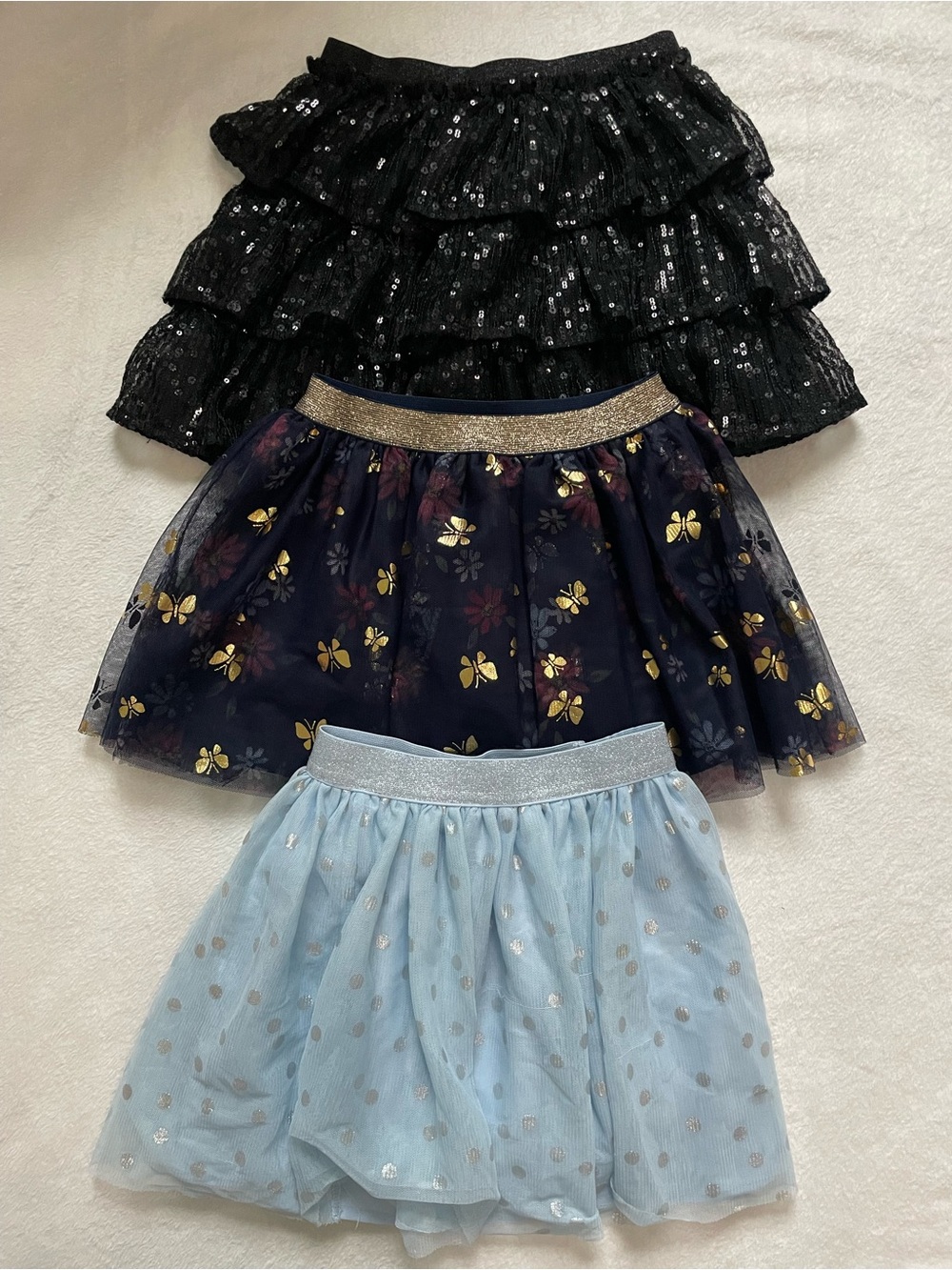 Size 4-6 TuTu Skirt Bundle of 3 H&M Navy, Light Blue & Gold Layered Tulle